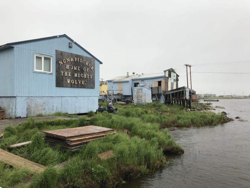 Alaska village on the edge of rising waterline