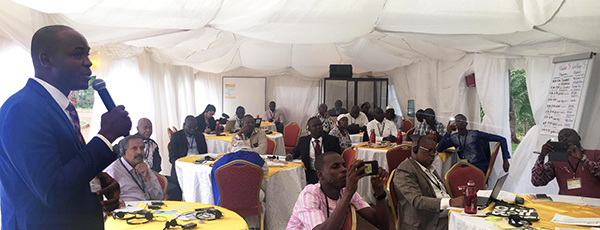 Joseph Zambo presenting at Global Soil Week in Kenya.