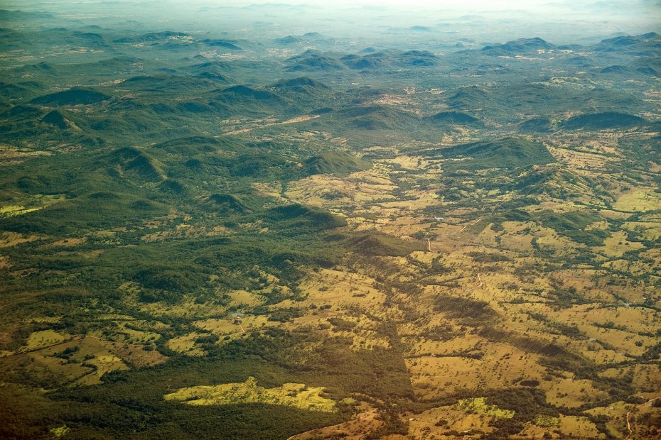 Aerial view of Amazon deforestation.