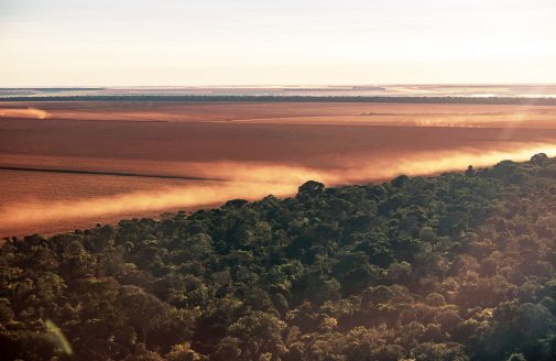 A dusty cropfield in Brazil.