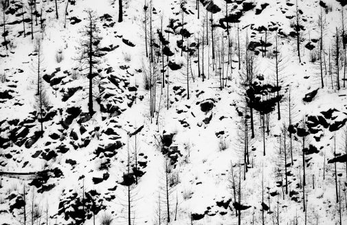 snow-covered rocky hillside