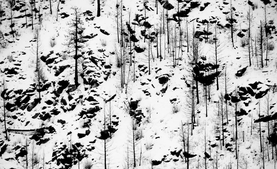 snow-covered rocky hillside