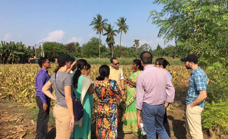 An Indian farmer gives a tour of her property.