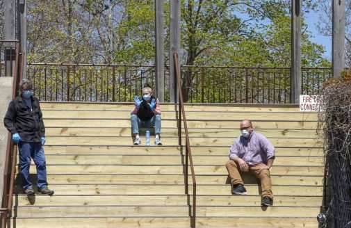 Essential staff on the steps of WHRC.