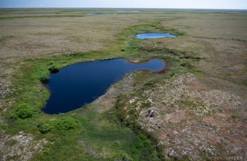 Aerial view of Arctic tundra in summer.