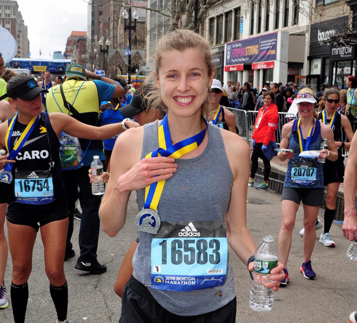 Emma at the Boston Marathon finish line.