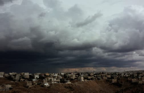 Storm clouds over a city