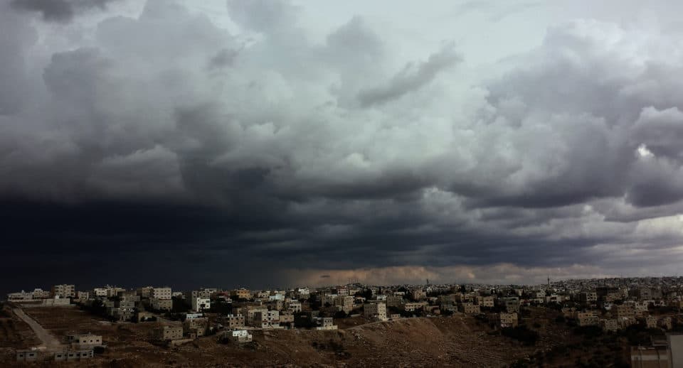 Storm clouds over a city