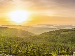 Sunrise vista from a mountain top