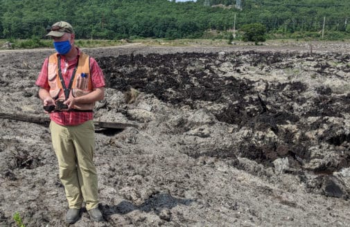 Former cranberry bog undergoing restoration work.