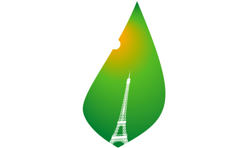 COP 21 icon of Eiffel Tower on a leaf