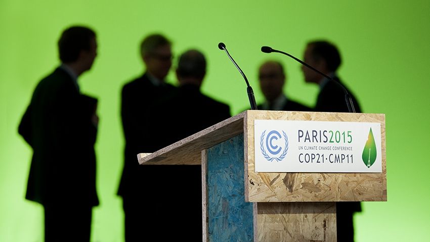 COP21 lectern. Photo by WeMeanBusiness on Flickr