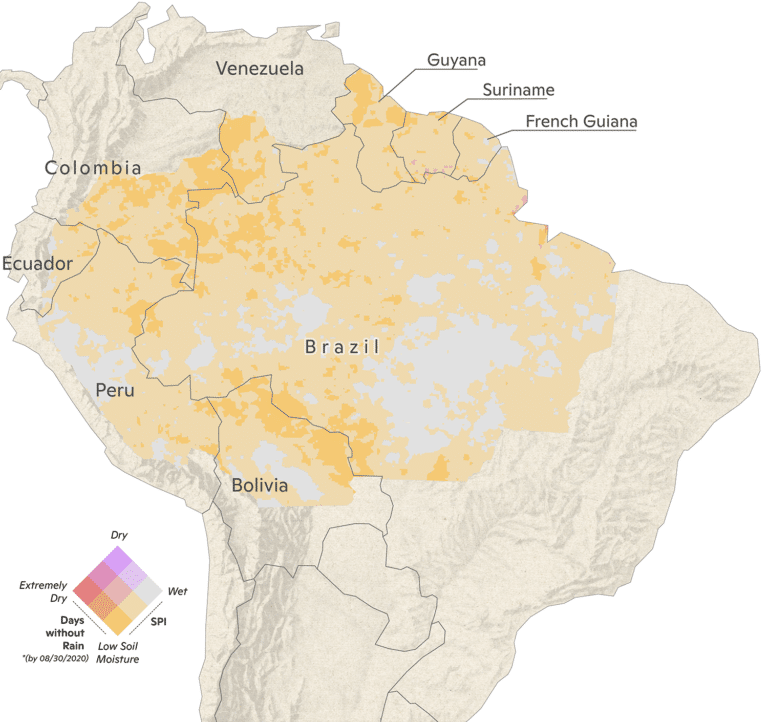 2020 Amazon rainfall map through September