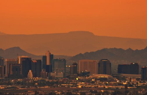 Phoenix smog at sunset