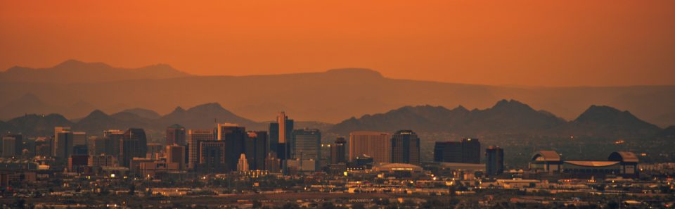 Phoenix smog at sunset