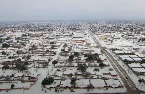 Drone video of snow in Midland, TX