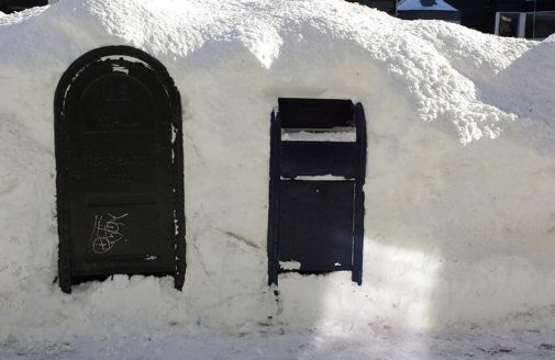 Snow-covered mailboxes in Boston after the January 2015 blizzard WHOISJOHNGALT / WIKIMEDIA COMMONS