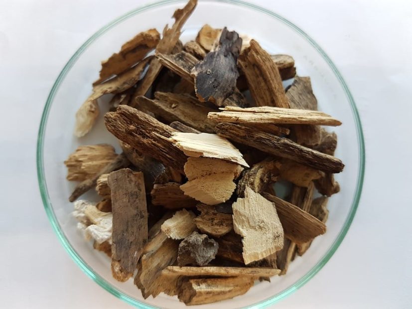 woodchips in a glass bowl