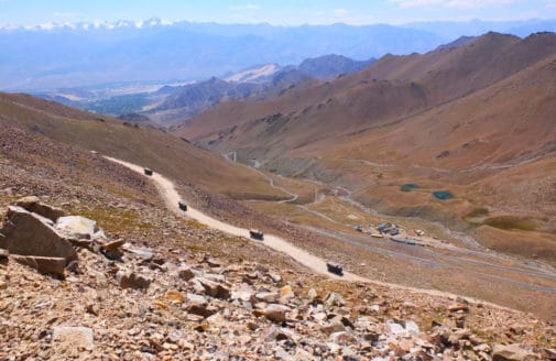 Indian Army trucks at Khardung La, near Leh, Jammu and Kashmir, India. Robert Szymanski, 2020