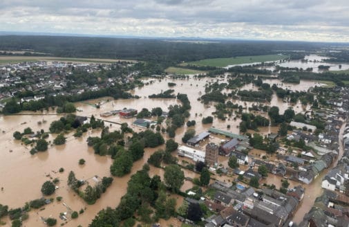 Flooding in Bliesheim, Rhein-Erft-District in Nordrhein-Westfalen, Germany, July 2021. Photo: Stadt Erftstadt