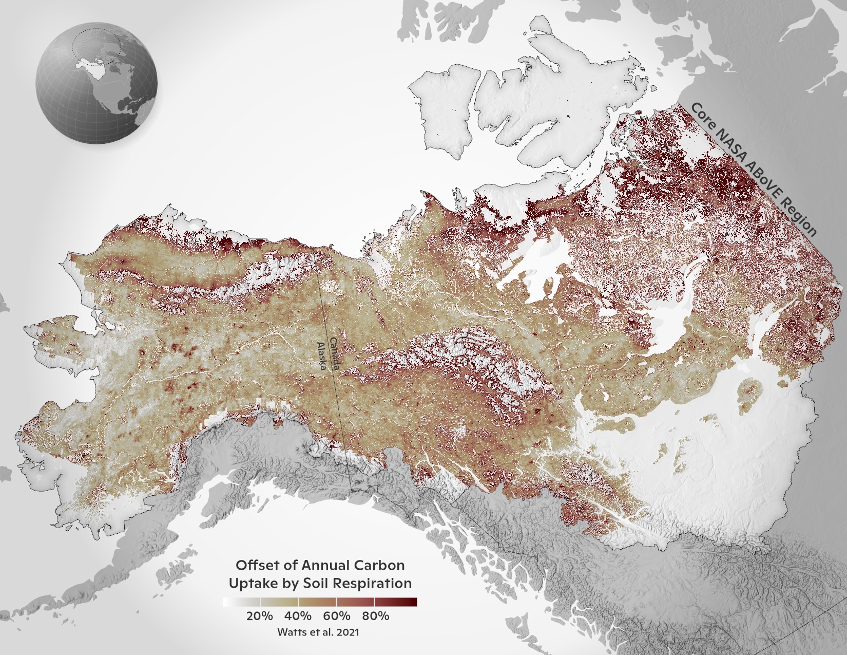 map of soil respiration offsetting carbon uptake