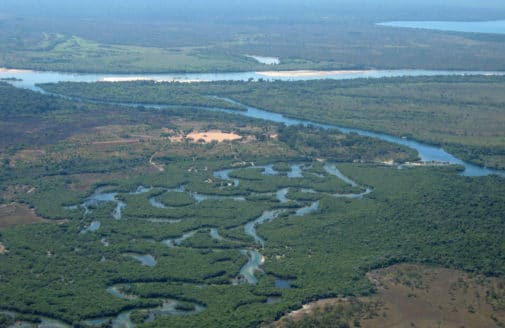 View of an Amazon village from the air. Photo by Paulo Brando.