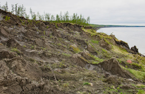 slumping Arctic coastline, photo by Chris Linder