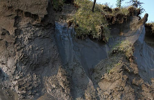 Hillside with exposed permafrost thaw. Photo by Chris Linder.