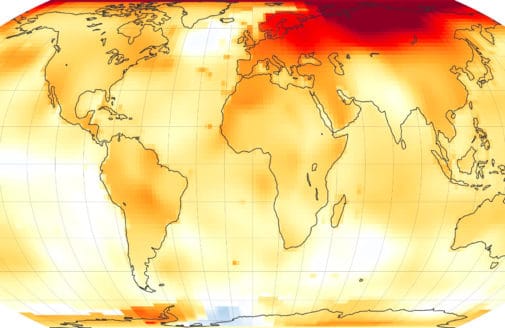 NASA temperature anomalies map 2020