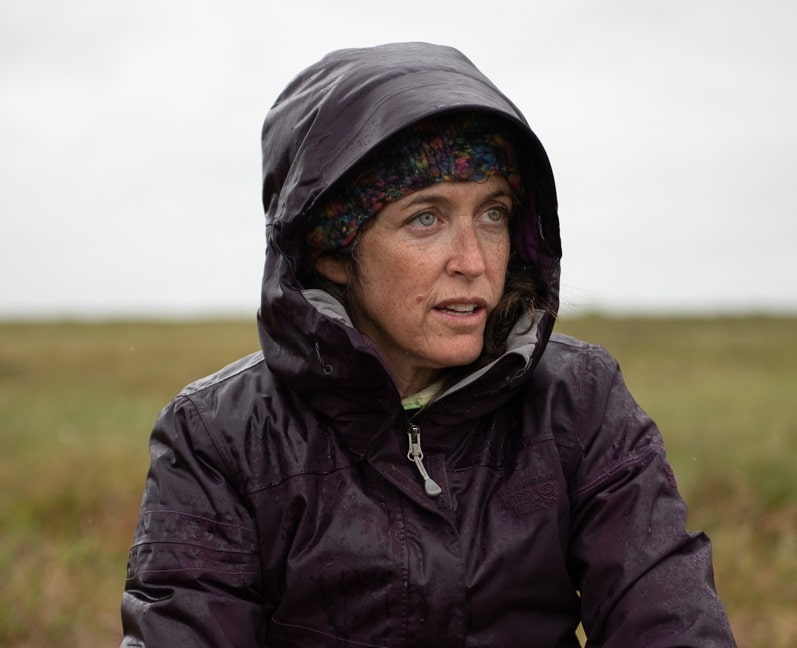 Dr. Sue Natali conducting field work in the Yukon-Kuskokwim Delta, photo by Chris Linder