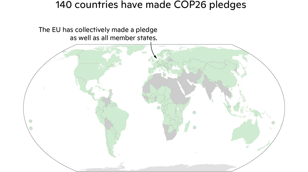 world map of countries that pledged to end deforestation by 2030