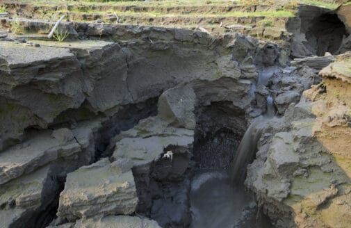 Thawing permafrost near Cherskii, Russia