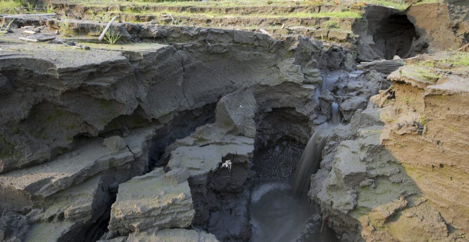 Thawing permafrost near Cherskii, Russia