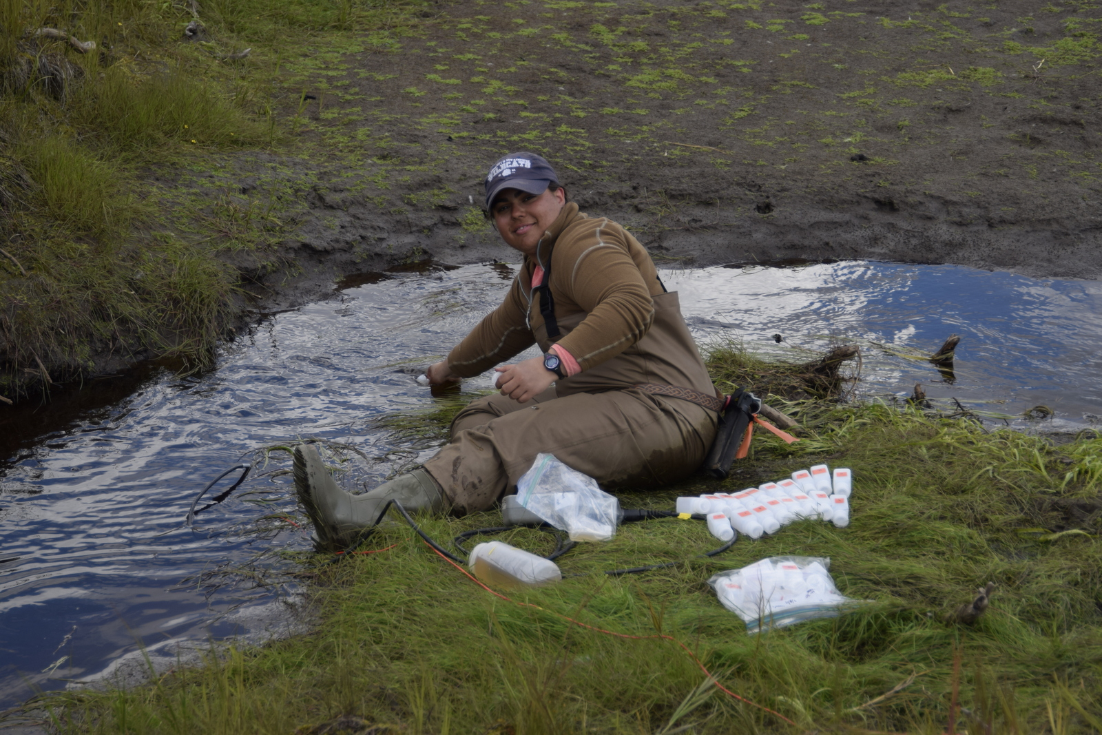 bianca taking stream samples