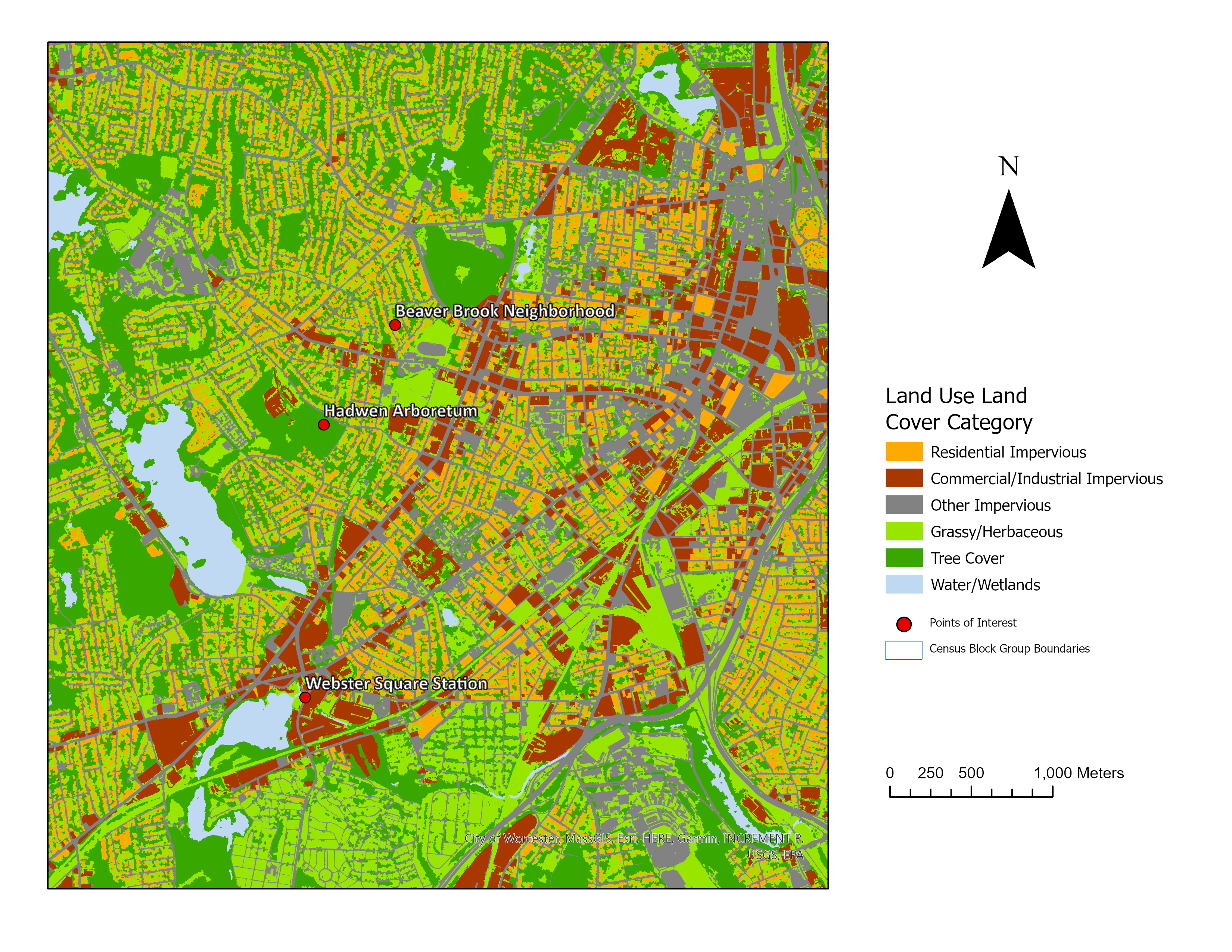 map of land use and land cover in worcester