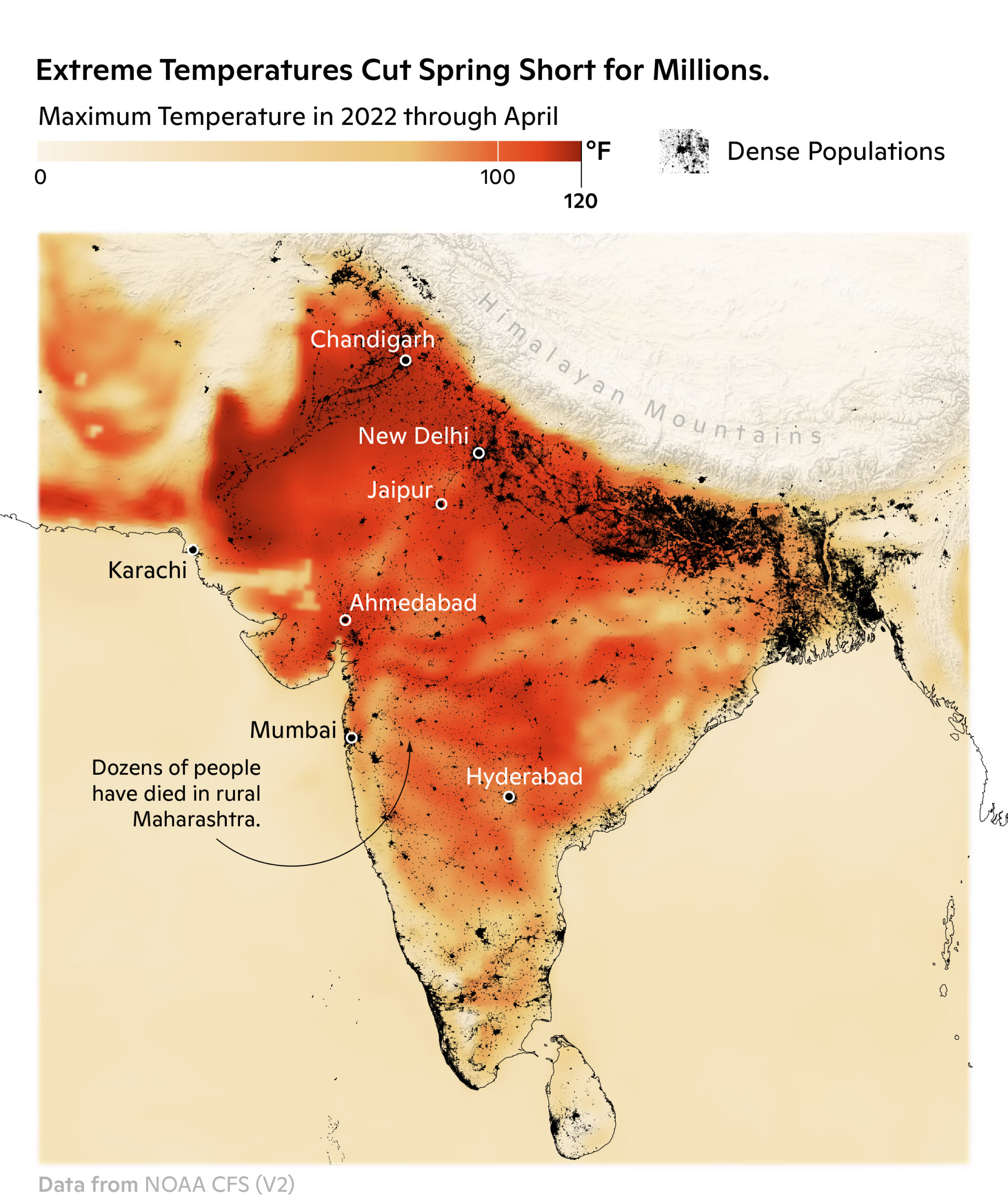 map of india showing extreme heat