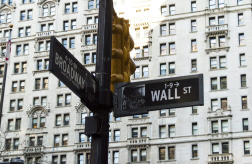 Wall Street street sign in New York City.