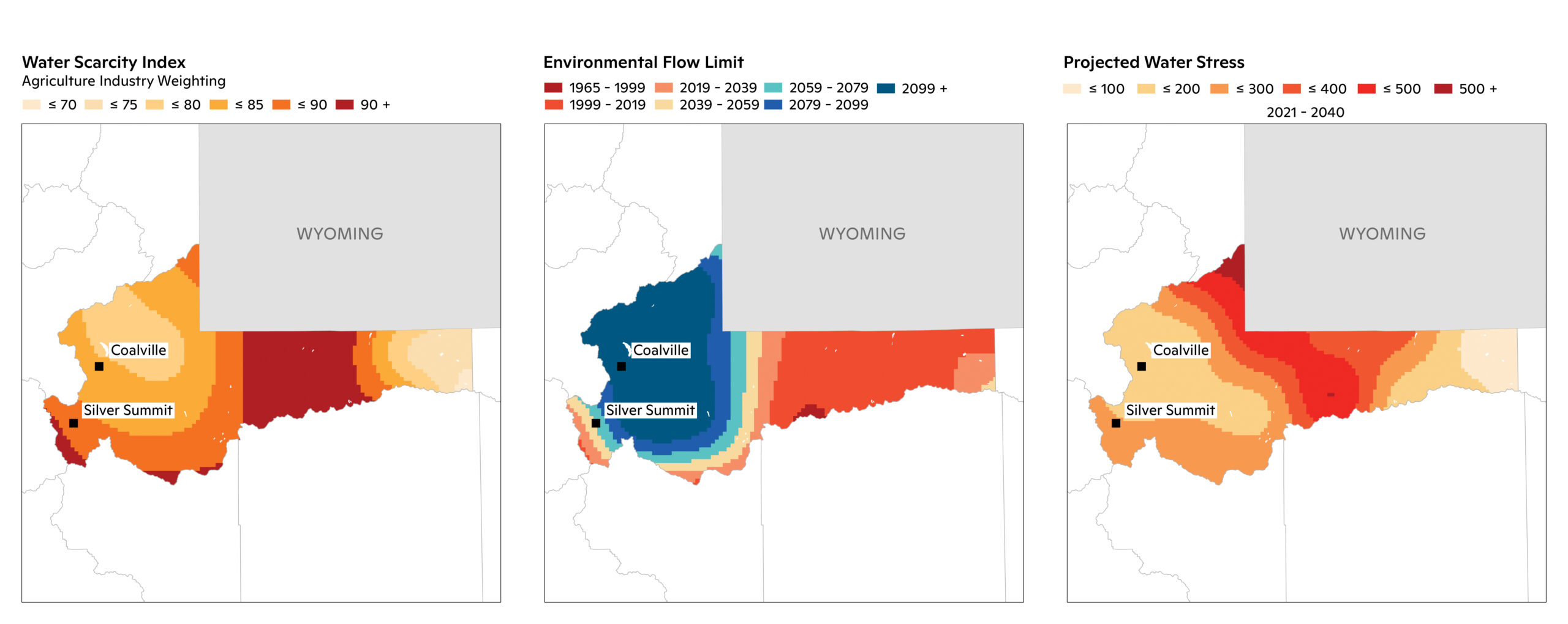 Water scarcity maps for Summit County, Utah