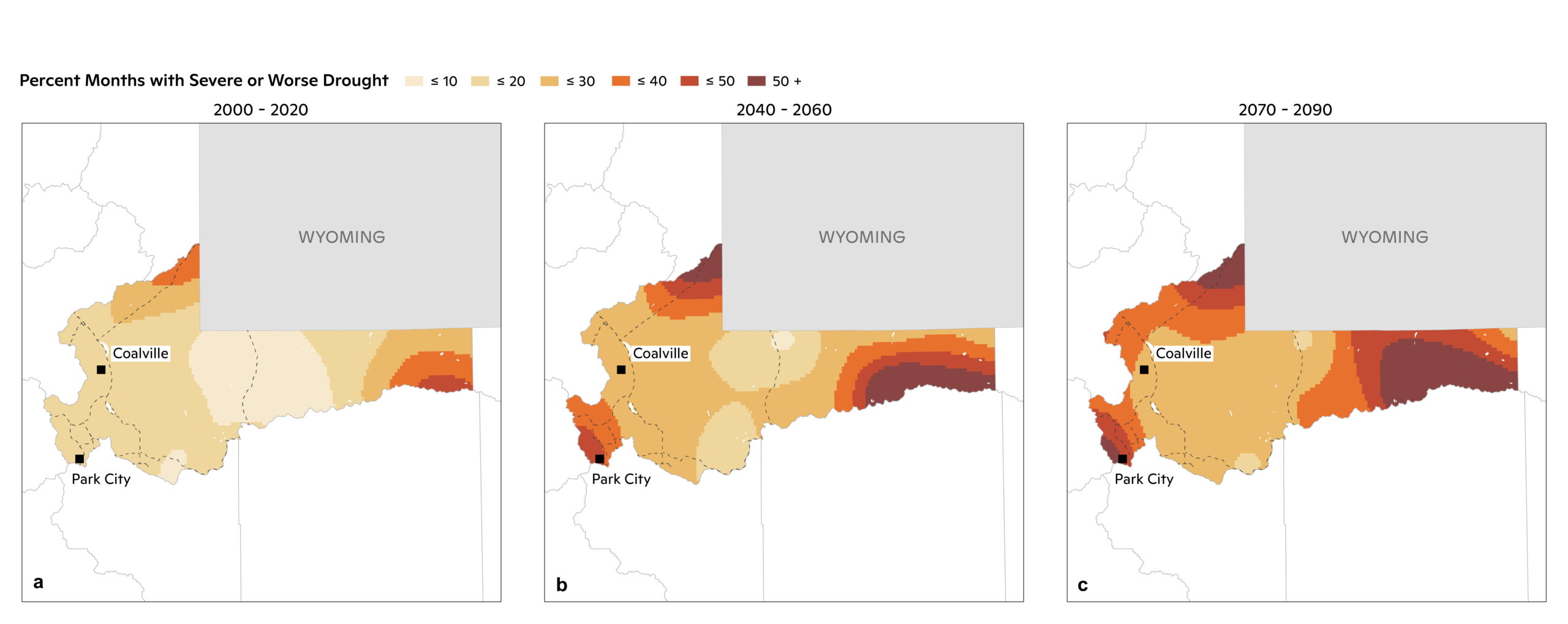 Drought stress maps for Summit County, Utah