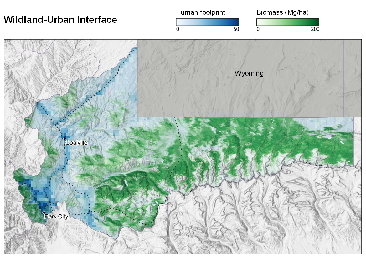 Wildland-urban interface map for Summit County, Utah