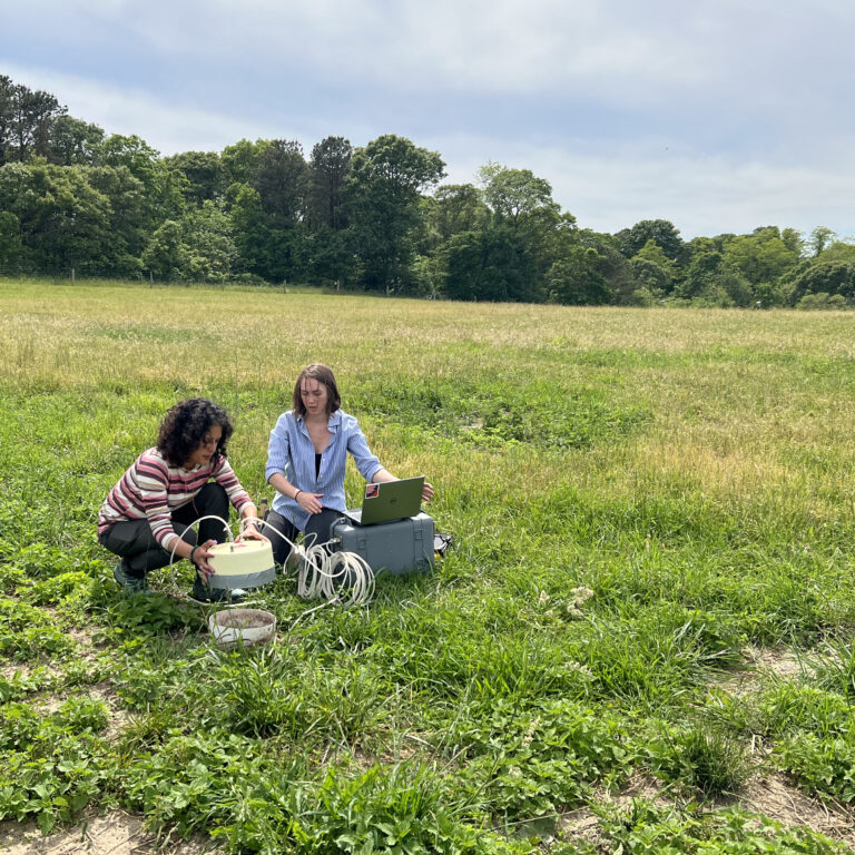 Haydee Hernandez and Colleen Smith doing fieldwork locally.