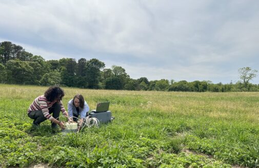 Haydee Hernandez-Yanez and Coleen smith measure carbon flux