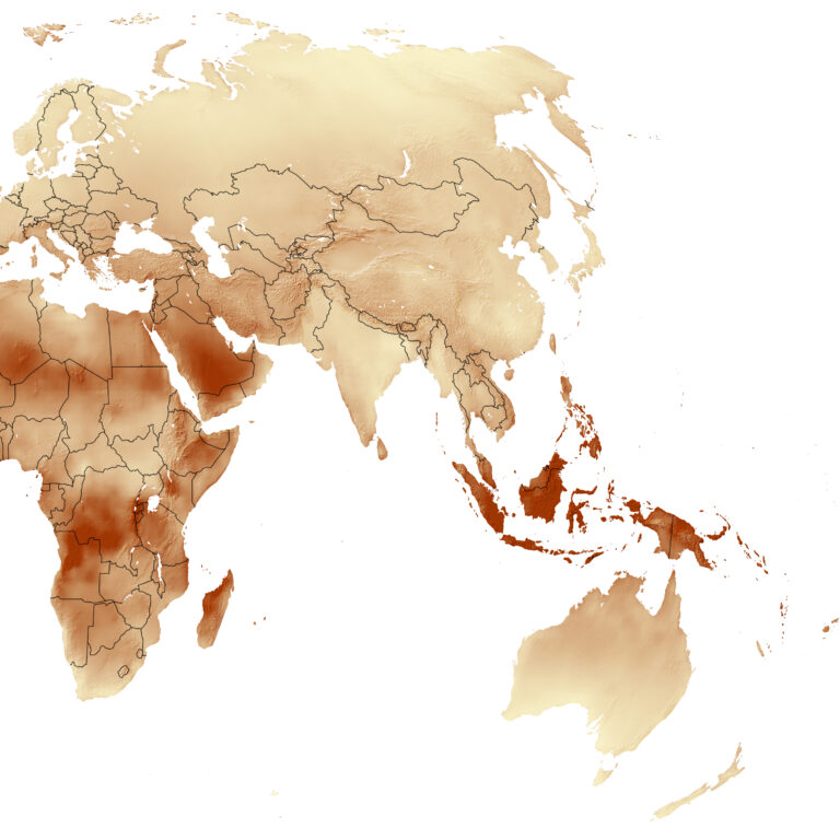 map of how many extra days will exceed the historical (1971–2000) 95th percentile extreme temperature in 2050