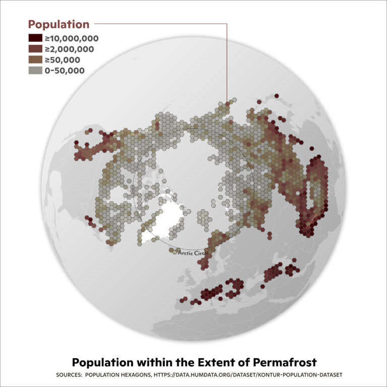 map of population within the extent of permafrost