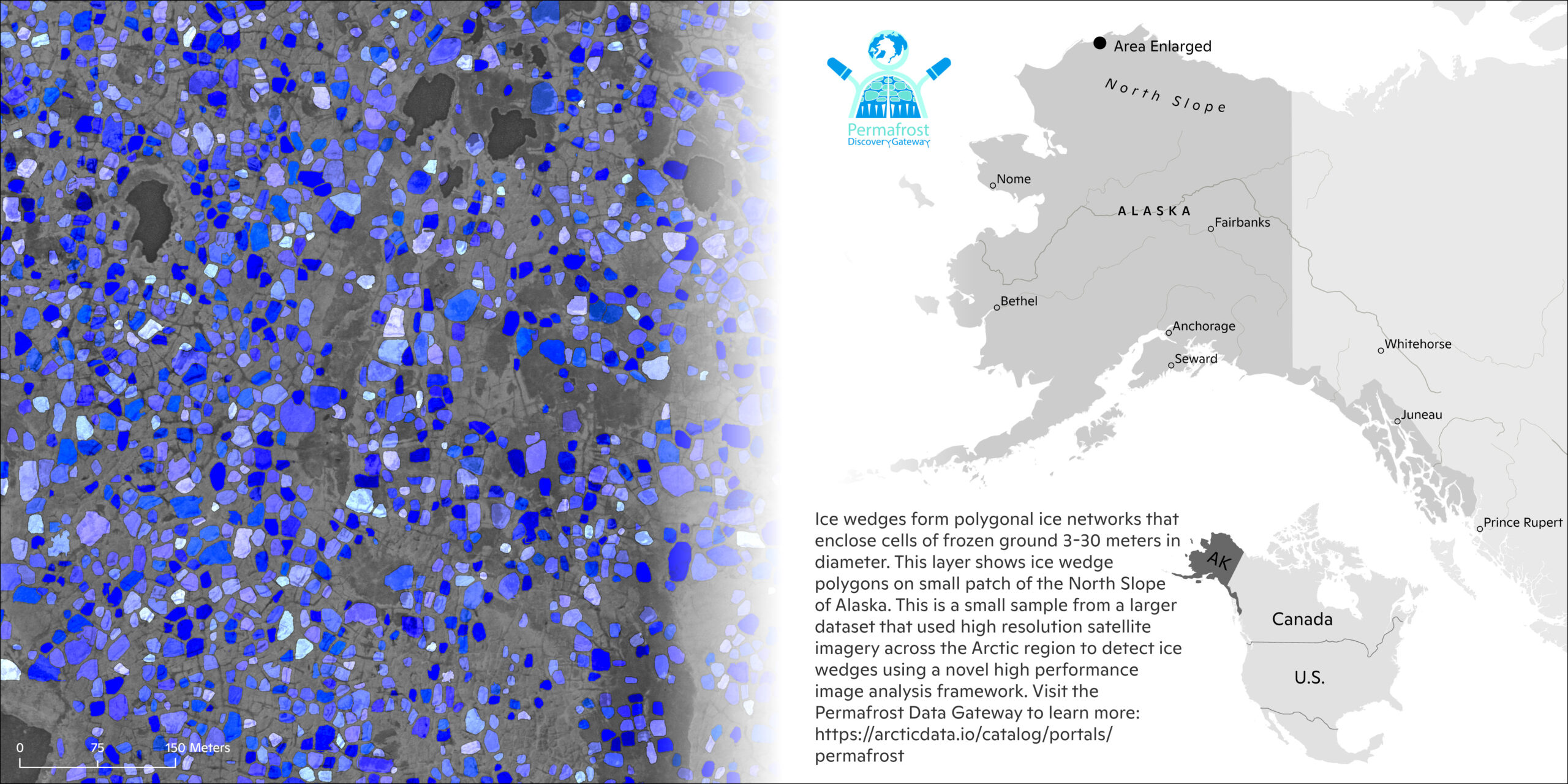 Map of ice wedge polygons in Alaska