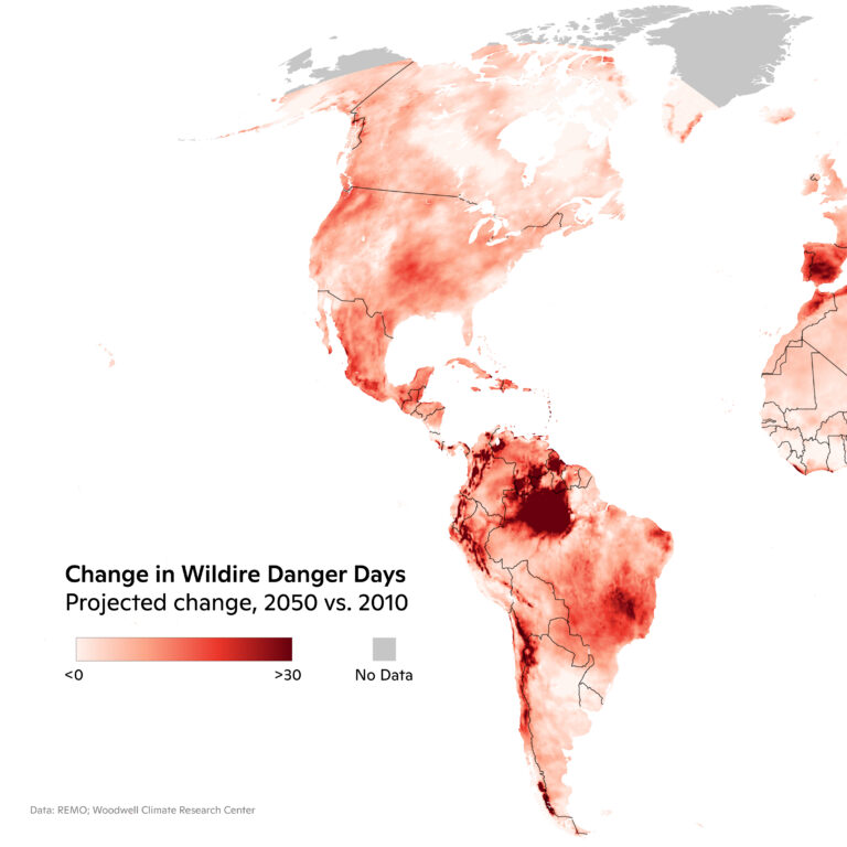 map depicting global wildfire danger days