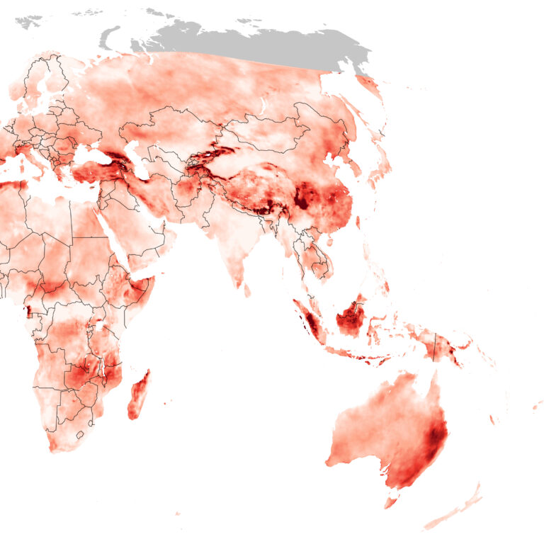 map depicting global wildfire danger days