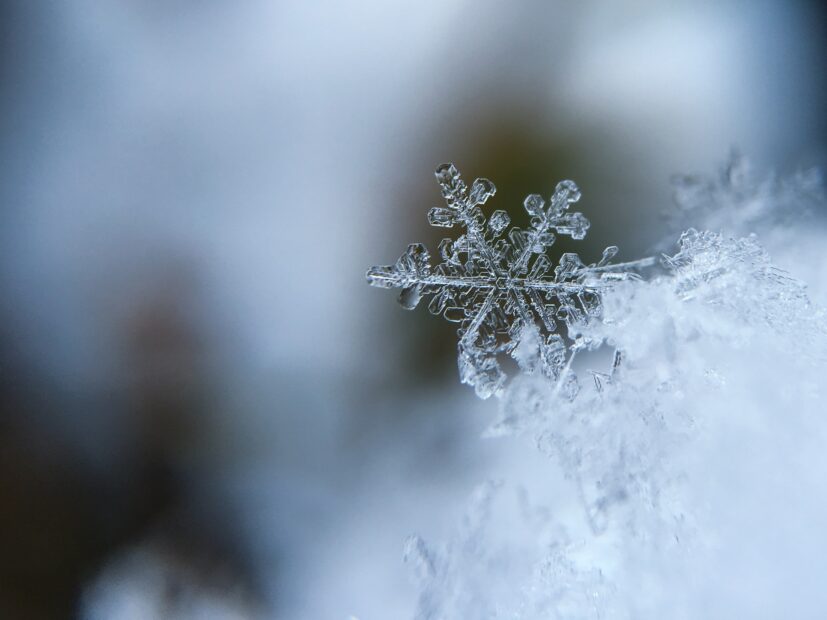 Stock image of close-up on an individual snowflake