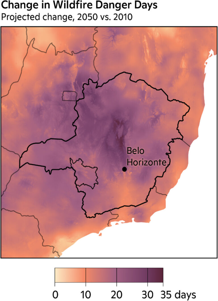 Change in wildfire danger days for the state of Minas Gerais