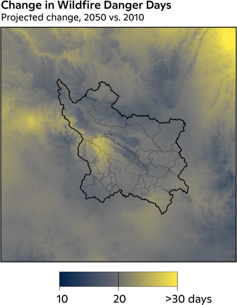 Change in wildfire danger days for the Canastra Region in the state of Minas Gerais